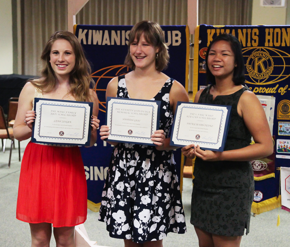 Leah Zeiger, Hannah Gray and Patricia San Pedro, Kiwanis Scholarship winners